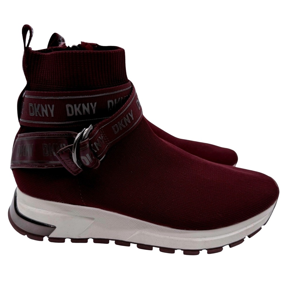 DKNY Women's Burgundy Slip-On Platform Sneaker Boot - Picture 3 of 10